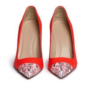 J. Crew Elsie Neon Orange Metallic Tweed Tip Heels 8.5 $349